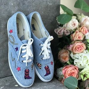 Vintage Cowgirl Keds w/ embroidery, 8.5